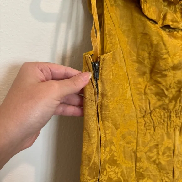 Floreat Mustard Dress with Floral Accents - Picture 8 of 9